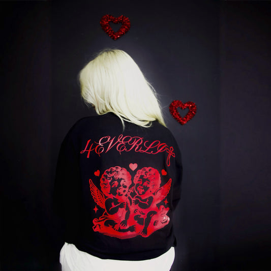 LIT HEARTS BLACK LONG SLEEVE