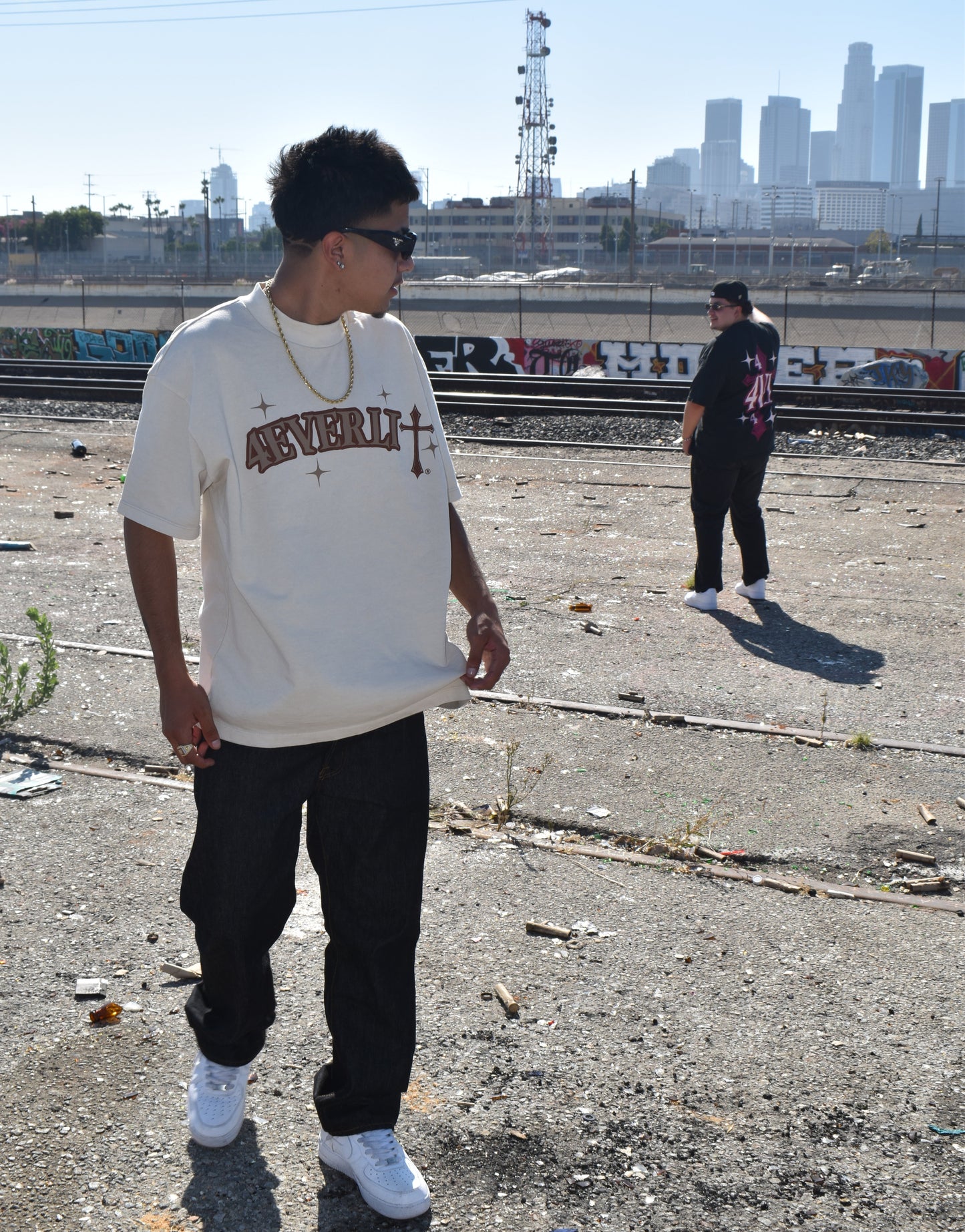 4VL Cream Oversized Tee