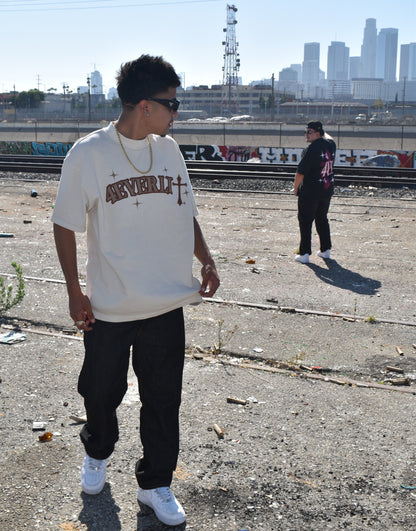 4VL Cream Oversized Tee