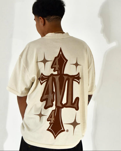 4VL Cream Oversized Tee