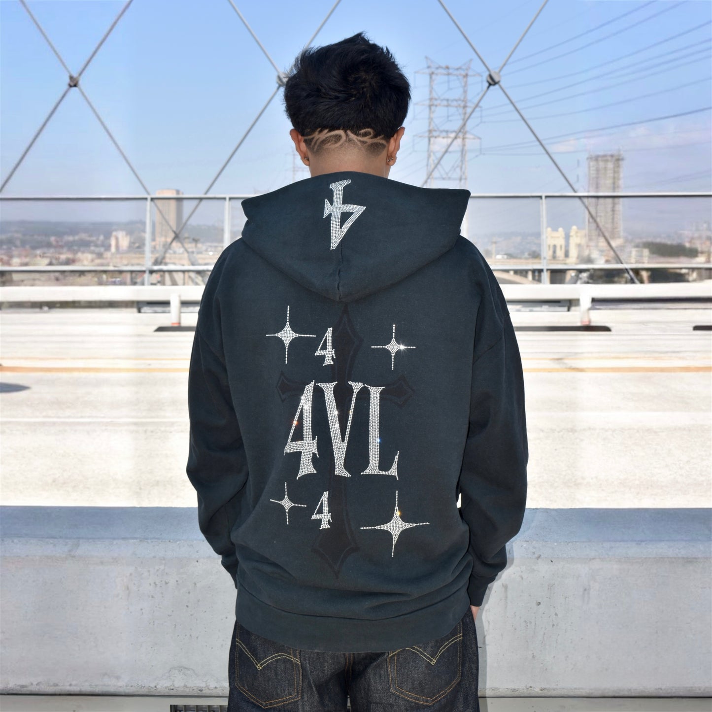 4VL Rhinestone Onyx Hoodie