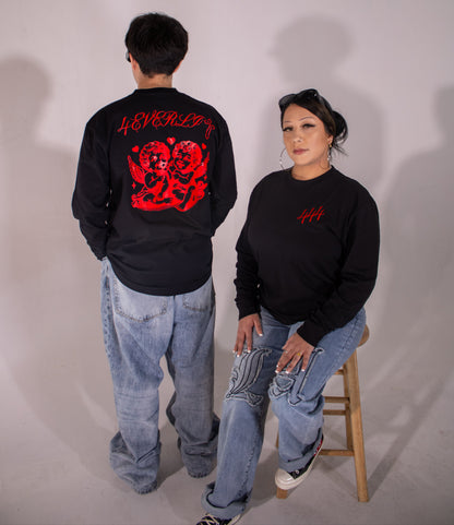 LIT HEARTS BLACK LONG SLEEVE