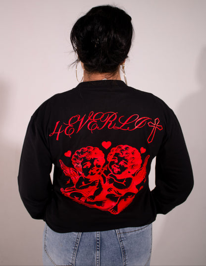 LIT HEARTS BLACK LONG SLEEVE