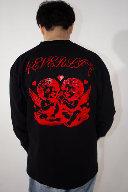 LIT HEARTS BLACK LONG SLEEVE